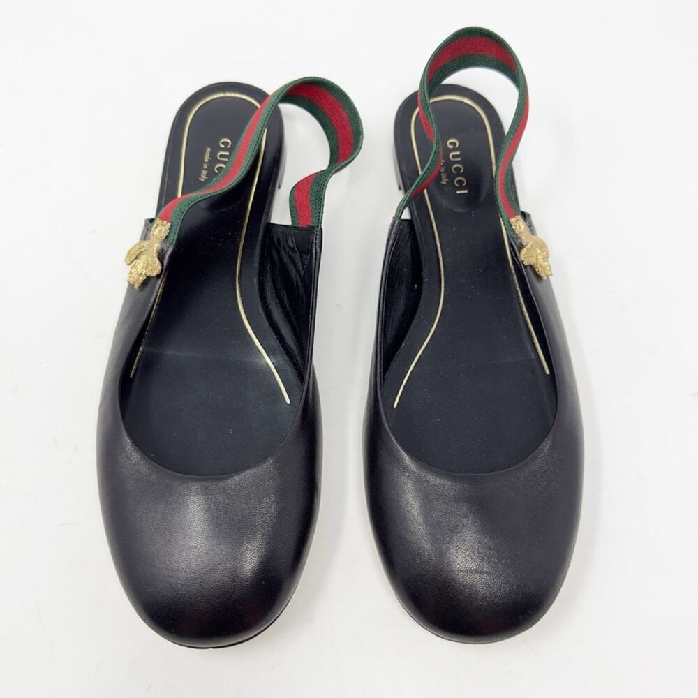 Gucci Bee Web Stripe Slingback Flats Womens Size EU 38 - Picture 3 of 9